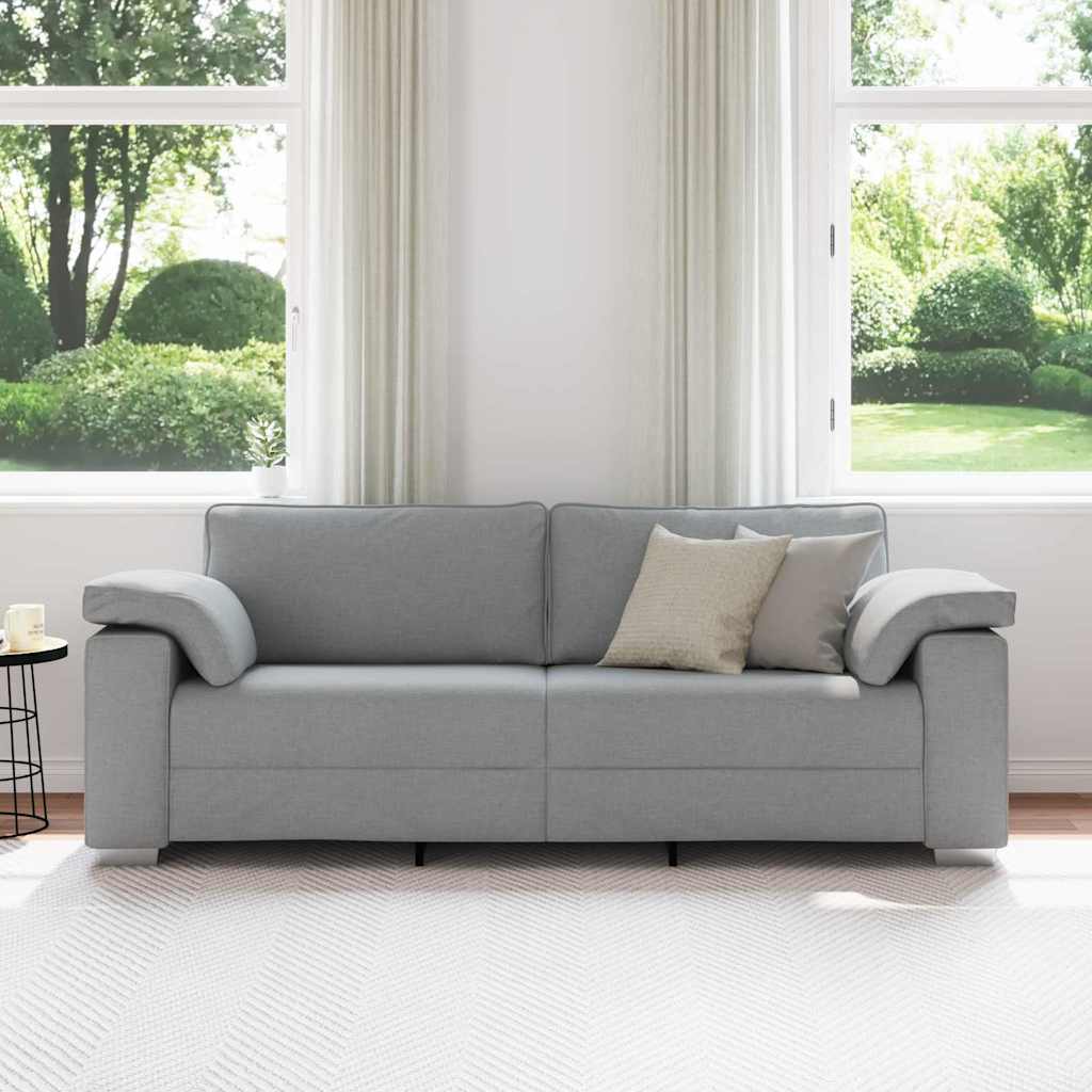 Sofa mit Kissen Hellgrau 219 x 77 x 82 cm Stoff