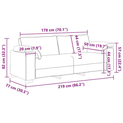 Sofa mit Kissen Hellgrau 219 x 77 x 82 cm Stoff