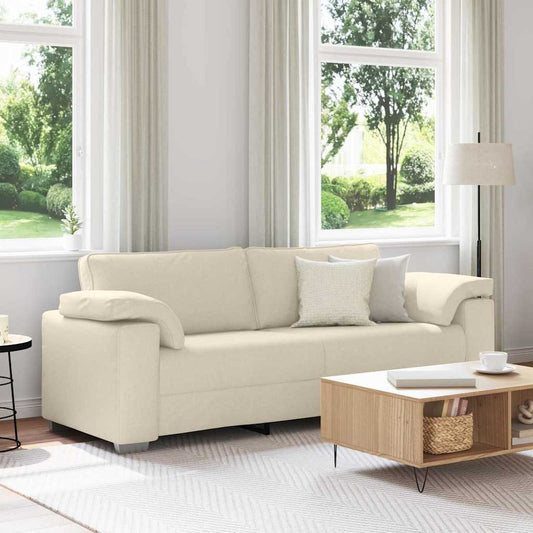 Sofa mit Kissen mit Kissen Beige 219 x 77 x 82 cm Leinen