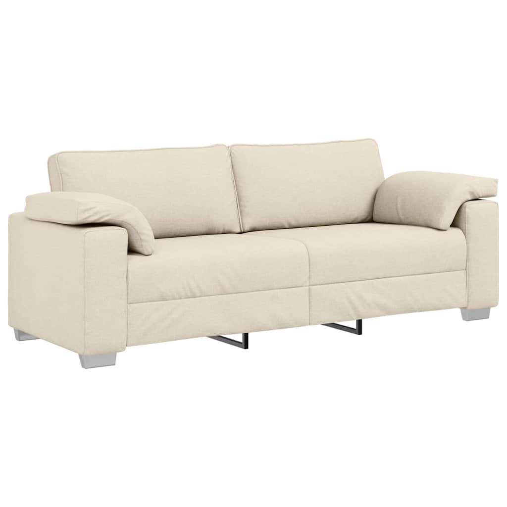 Sofa mit Kissen mit Kissen Beige 219 x 77 x 82 cm Leinen