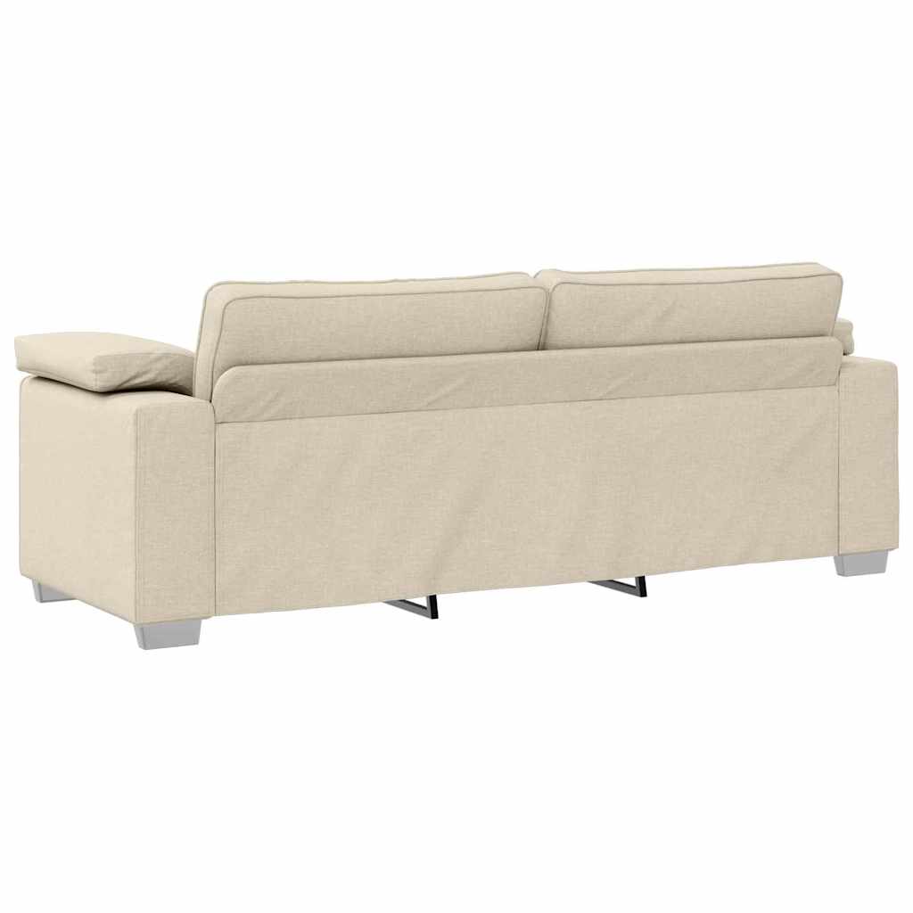Sofa mit Kissen mit Kissen Beige 219 x 77 x 82 cm Leinen