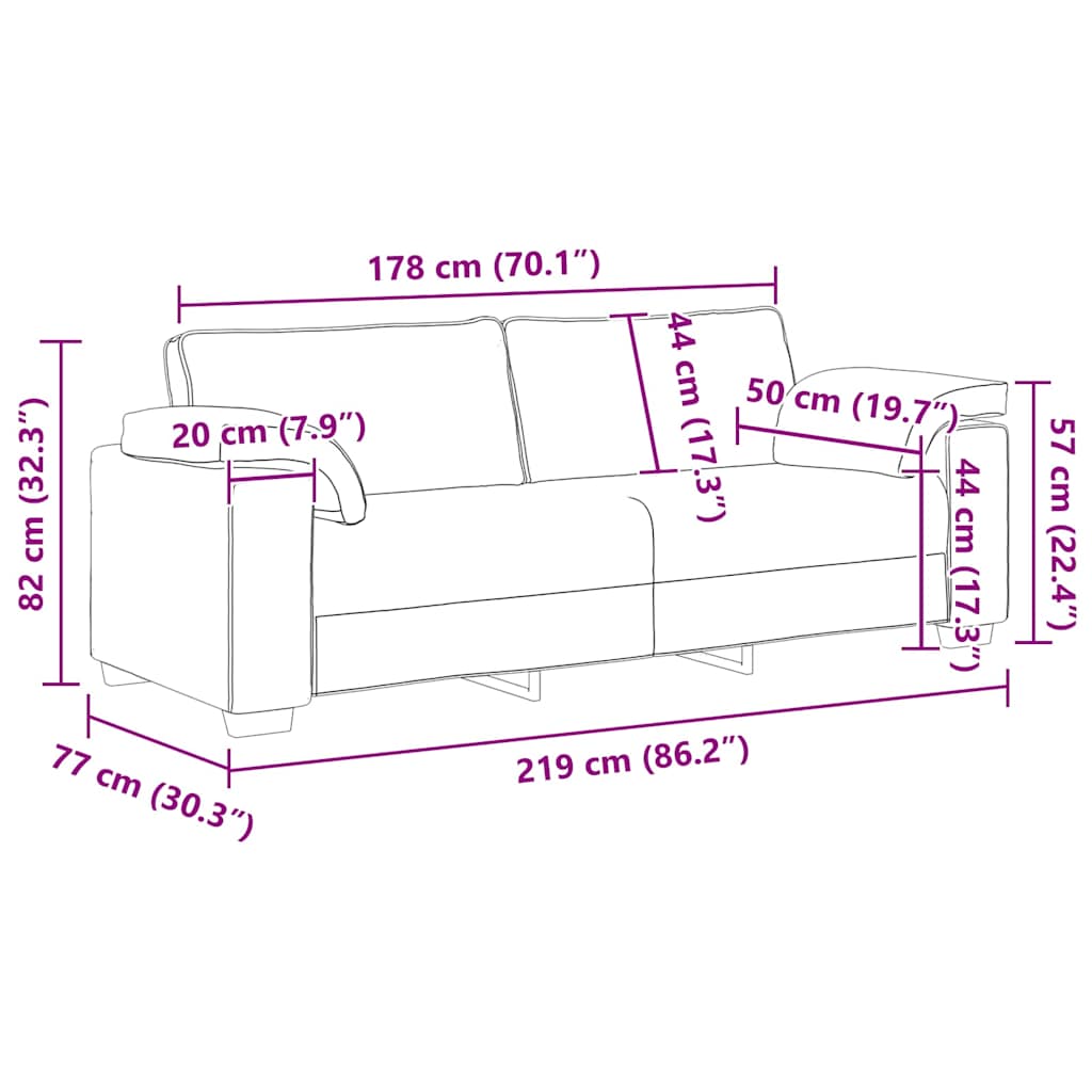 Sofa mit Kissen mit Kissen Beige 219 x 77 x 82 cm Leinen