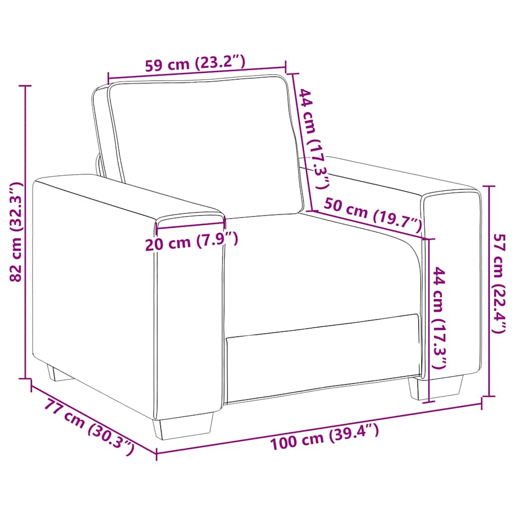 Sessel Dunkelgrau 60 cm Samt
