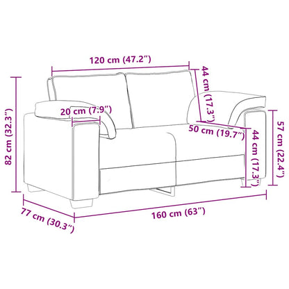 Zweisitzer-Sofa Creme 120 cm Samt