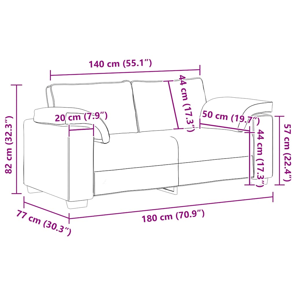Zweisitzer-Sofa Dunkelgrau 140 cm Samt