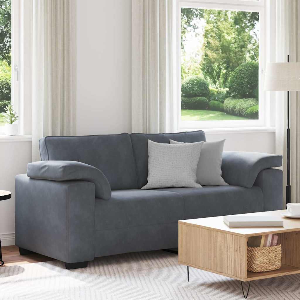 Zweisitzer-Sofa Dunkelgrau 140 cm Samt