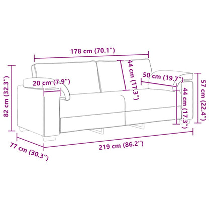 3-Sitzer-Sofa Creme 178 cm Samt