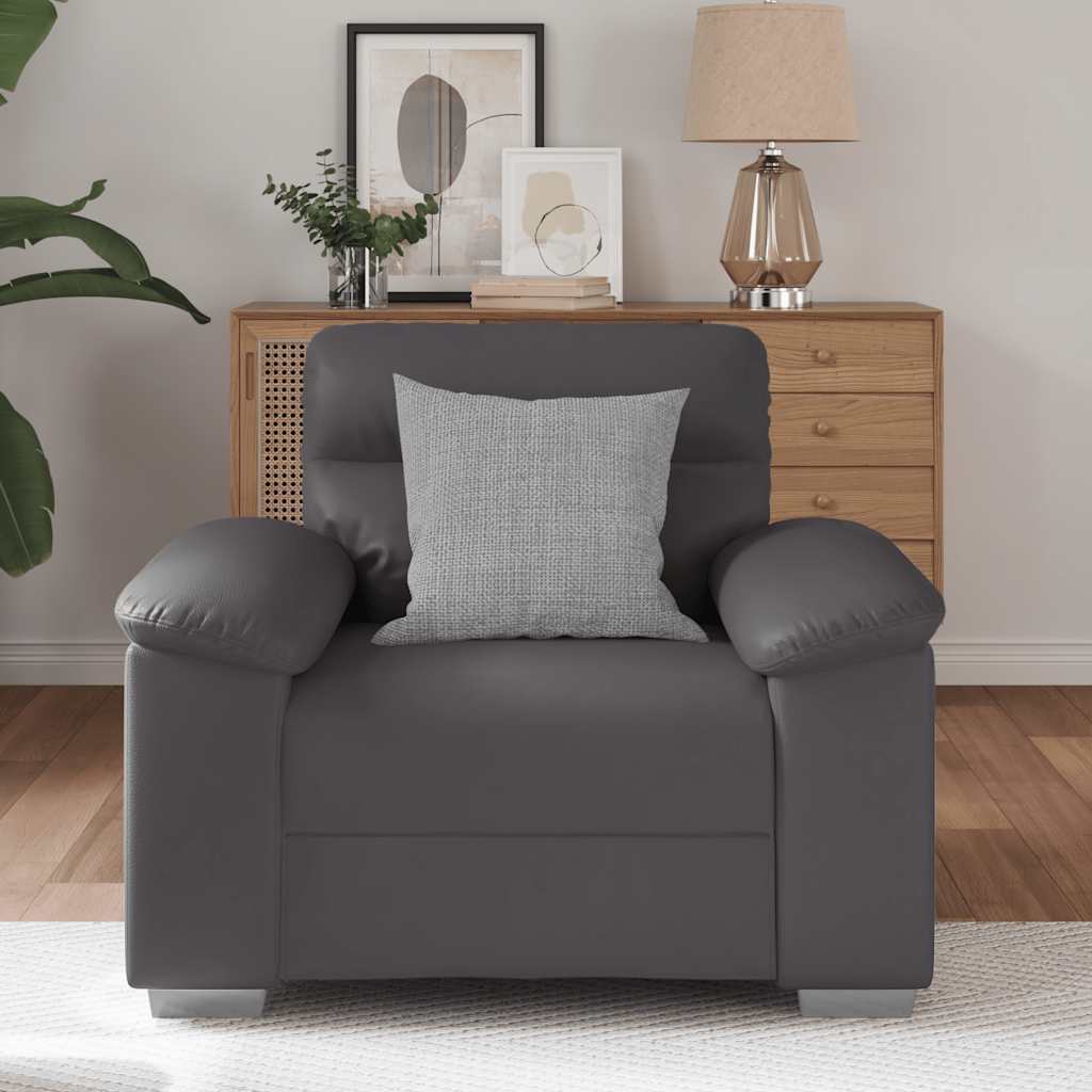 Sessel Grau 60 cm Kunstleder