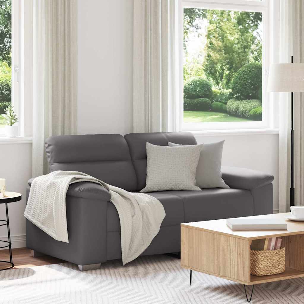 2-Sitzer-Sofa Grau 120 cm Kunstleder