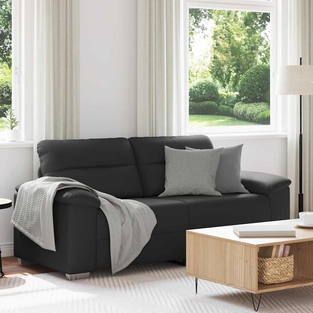 2-Sitzer-Sofa Schwarz 140 cm Kunstleder