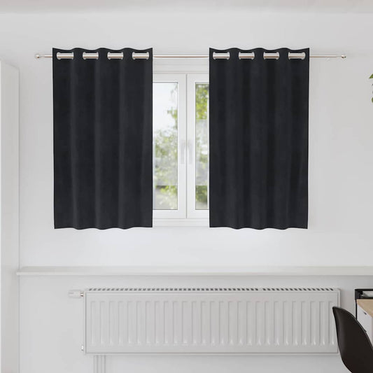 Vorhänge mit Vorhängen 2 pcs Schwarz 140 x 140 cm Samt