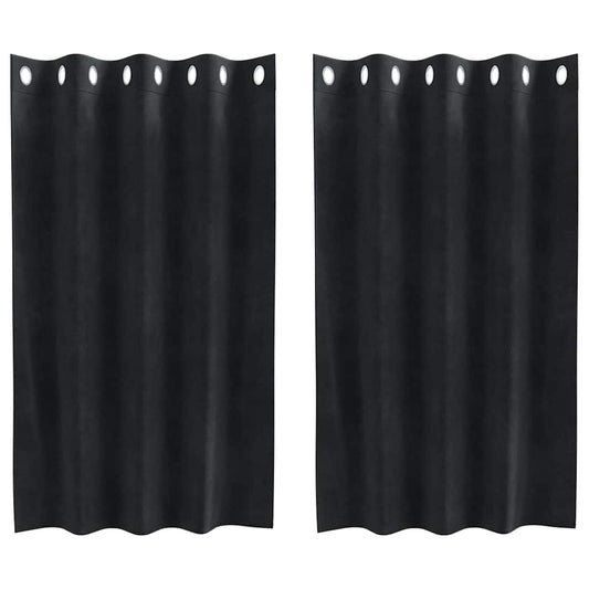 Vorhänge mit Vorhängen 2 pcs Schwarz 140 x 140 cm Samt