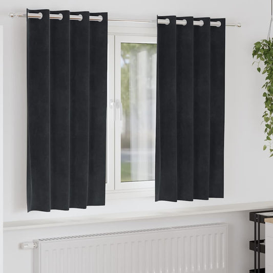 Vorhänge mit Vorhängen 2 pcs Schwarz 140 x 175 cm Samt