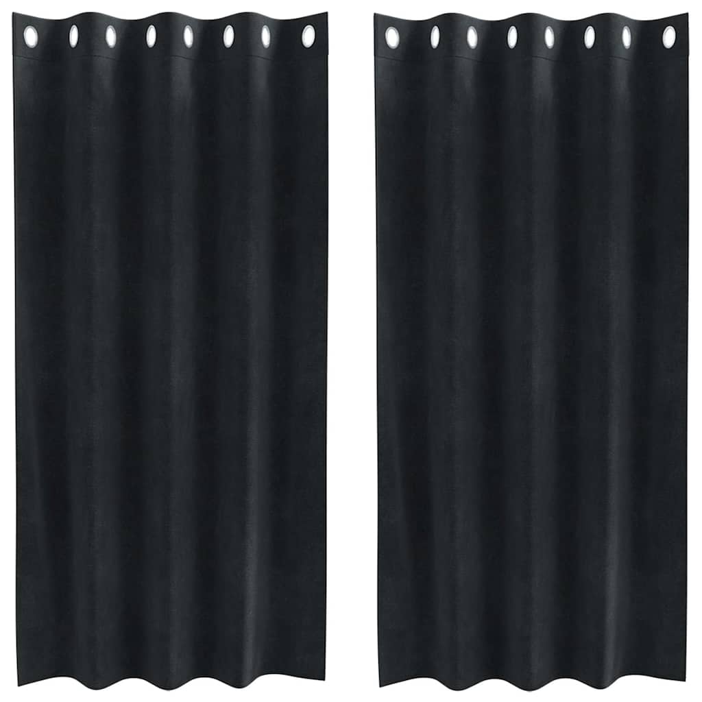 Vorhänge mit Vorhängen 2 pcs Schwarz 140 x 175 cm Samt