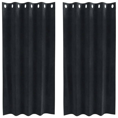 Vorhänge mit Vorhängen 2 pcs Schwarz 140 x 175 cm Samt