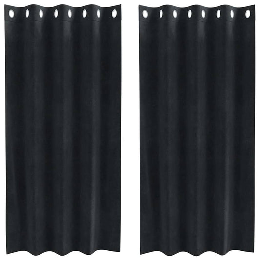 Vorhänge mit Vorhängen 2 pcs Schwarz 140 x 175 cm Samt