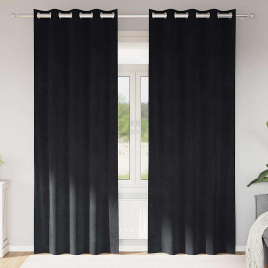 Vorhänge mit Vorhängen 2 pcs Schwarz 140 x 245 cm Samt