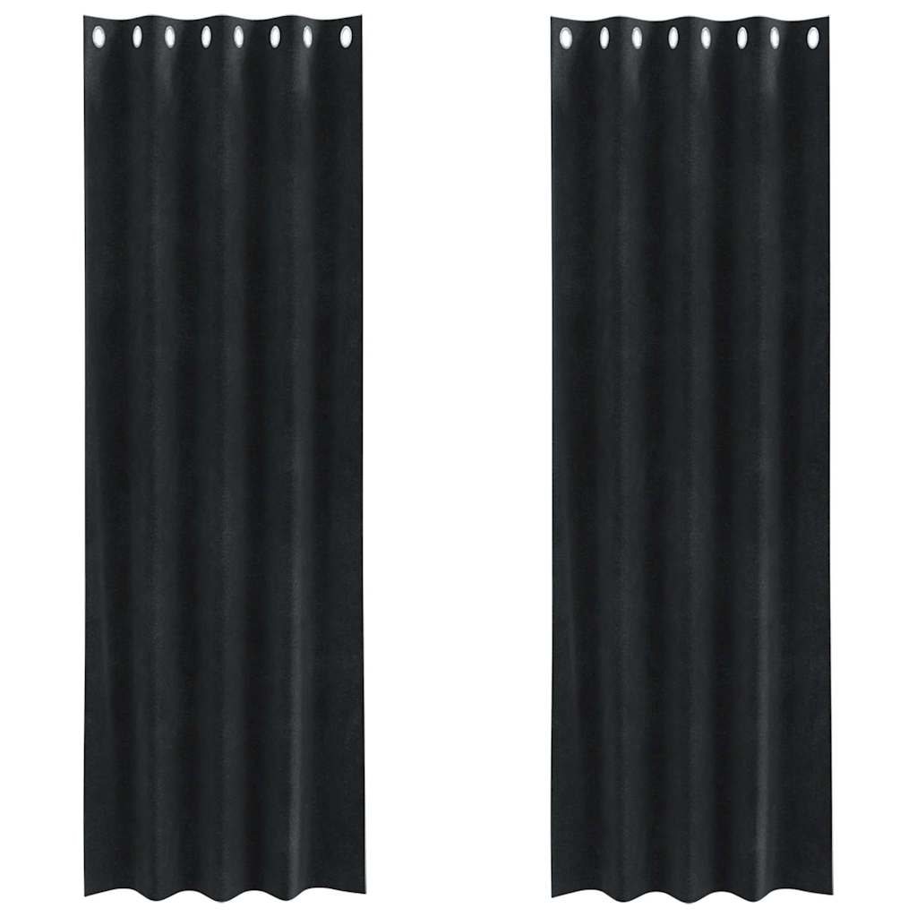 Vorhänge mit Vorhängen 2 pcs Schwarz 140 x 245 cm Samt