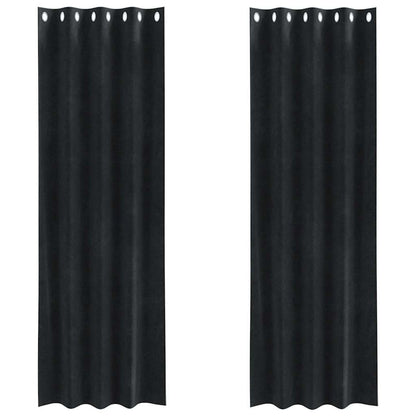 Vorhänge mit Vorhängen 2 pcs Schwarz 140 x 245 cm Samt