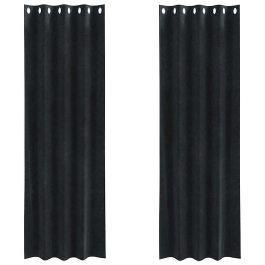 Vorhänge mit Vorhängen 2 pcs Schwarz 140 x 245 cm Samt