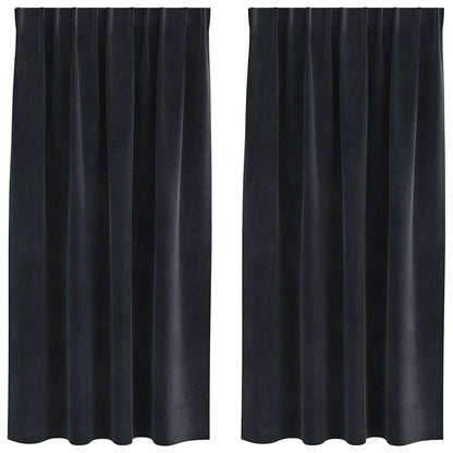 Vorhänge mit Vorhängen 2 pcs Schwarz 140 x 175 cm Samt