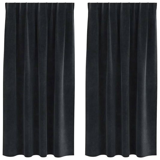 Vorhänge mit Vorhängen 2 pcs Schwarz 140 x 175 cm Samt