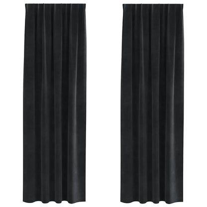 Vorhänge mit Vorhängen 2 pcs Schwarz 140 x 225 cm Samt