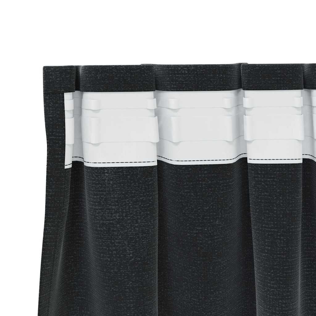 Vorhänge mit Vorhängen 2 pcs Schwarz 140 x 245 cm Samt