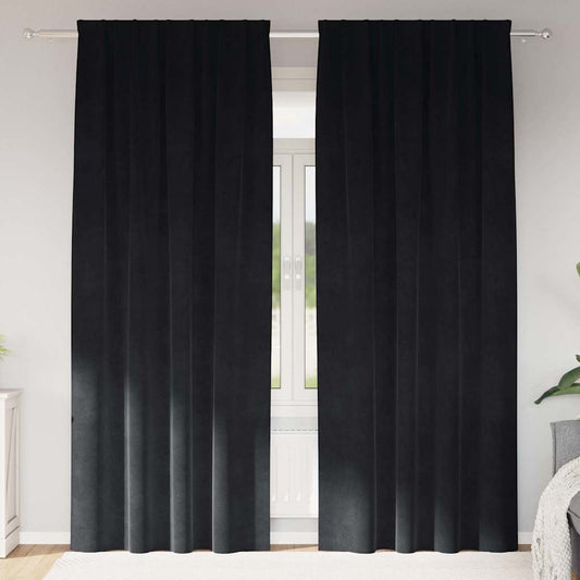 Vorhänge mit Vorhängen 2 pcs Schwarz 140 x 245 cm Samt