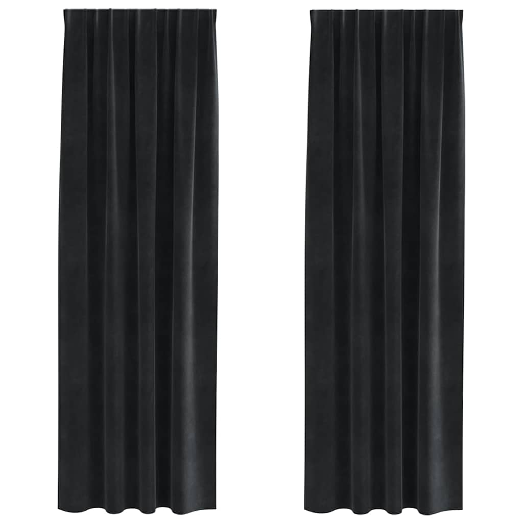 Vorhänge mit Vorhängen 2 pcs Schwarz 140 x 245 cm Samt