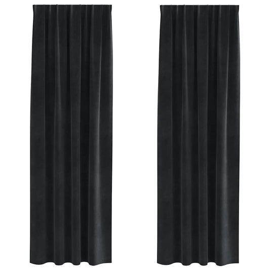 Vorhänge mit Vorhängen 2 pcs Schwarz 140 x 245 cm Samt