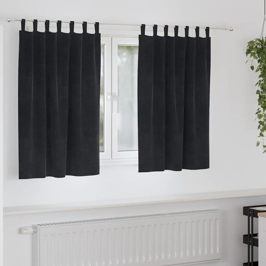 Vorhänge mit Vorhängen 2 pcs Schwarz 140 x 140 cm Samt