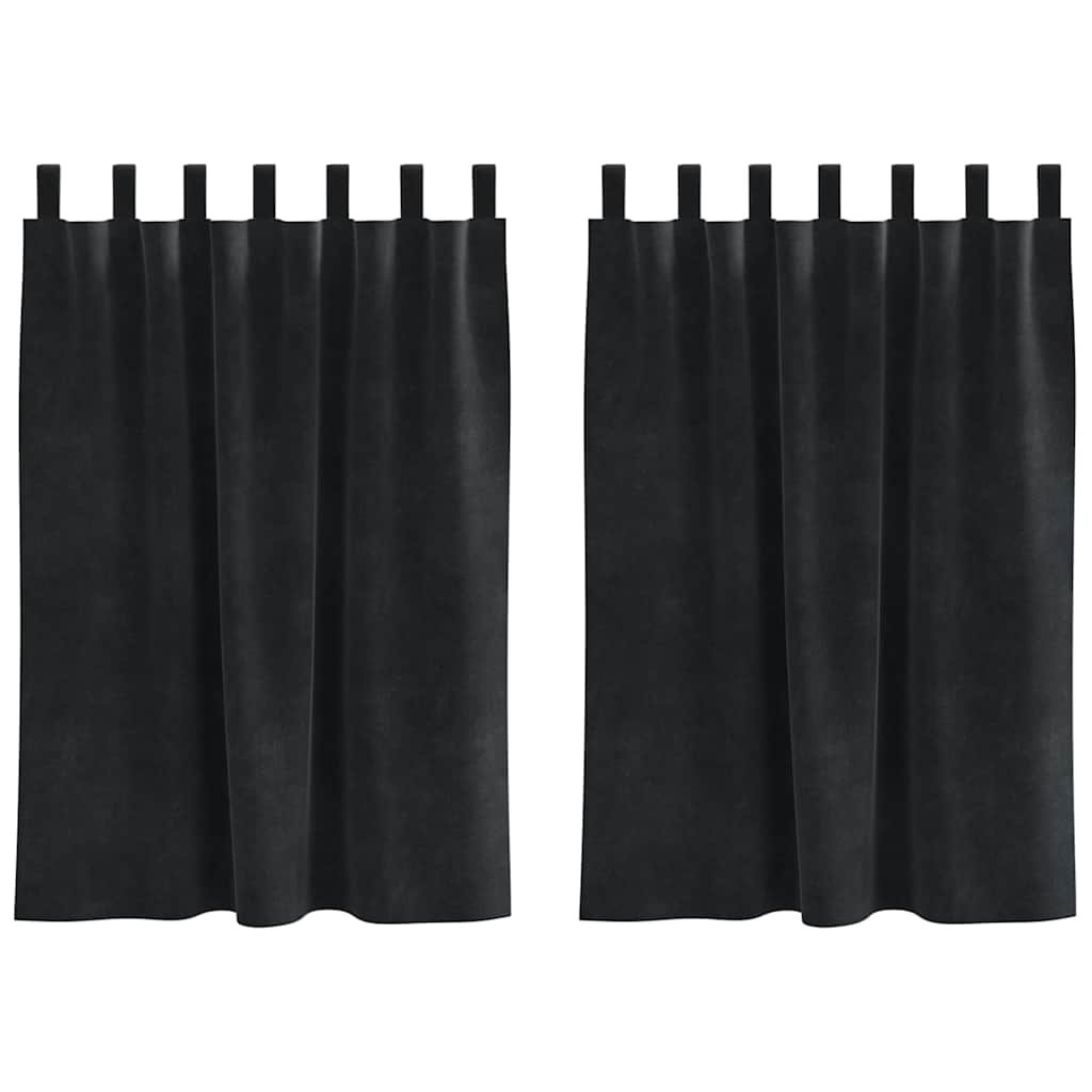 Vorhänge mit Vorhängen 2 pcs Schwarz 140 x 140 cm Samt