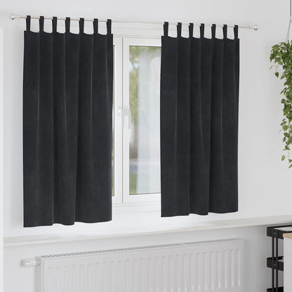 Vorhänge mit Vorhängen 2 pcs Schwarz 140 x 175 cm Samt