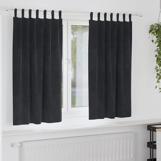 Vorhänge mit Vorhängen 2 pcs Schwarz 140 x 175 cm Samt