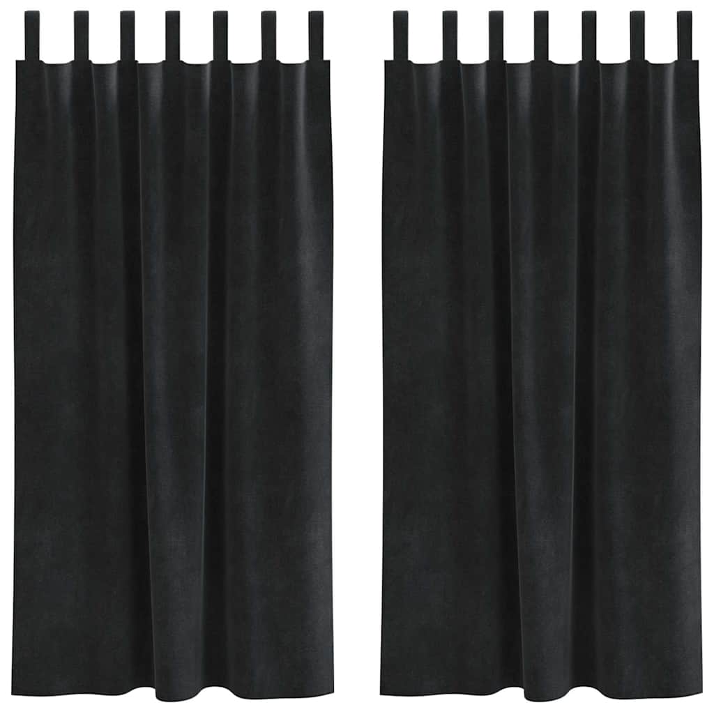 Vorhänge mit Vorhängen 2 pcs Schwarz 140 x 175 cm Samt
