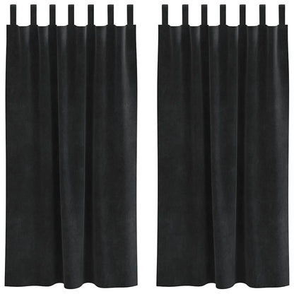 Vorhänge mit Vorhängen 2 pcs Schwarz 140 x 175 cm Samt