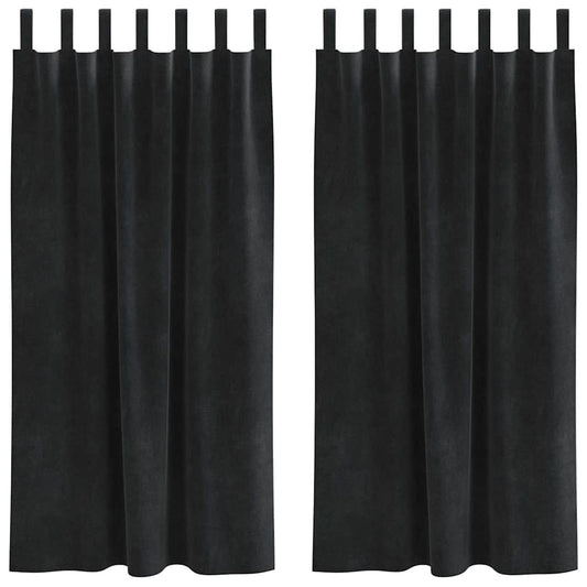 Vorhänge mit Vorhängen 2 pcs Schwarz 140 x 175 cm Samt