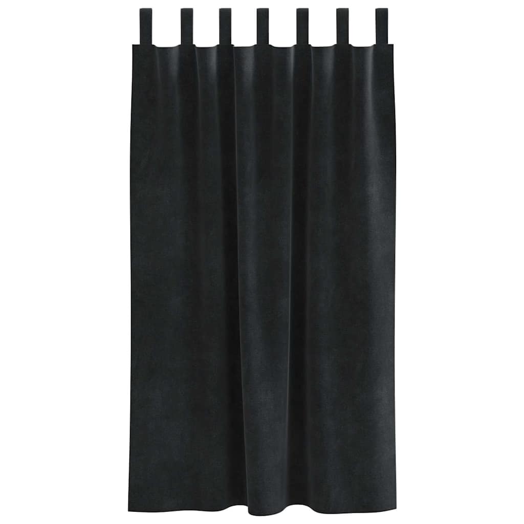 Vorhänge mit Vorhängen 2 pcs Schwarz 140 x 175 cm Samt