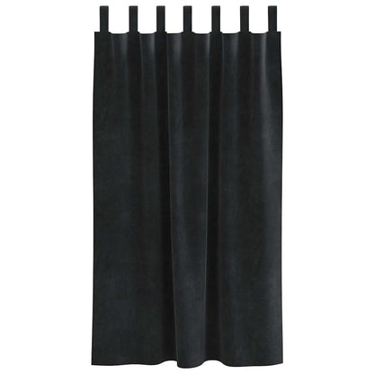 Vorhänge mit Vorhängen 2 pcs Schwarz 140 x 175 cm Samt