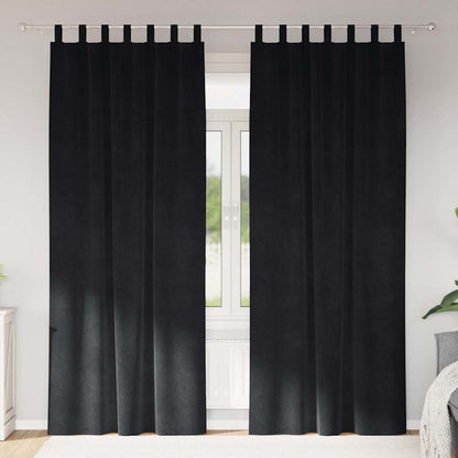 Vorhänge mit Vorhängen 2 pcs Schwarz 140 x 245 cm Samt