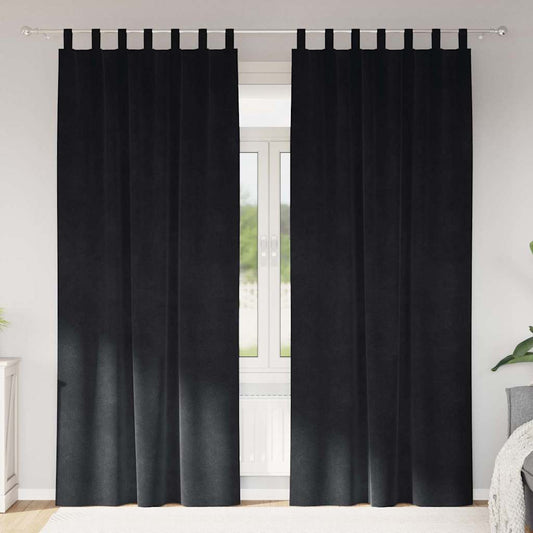 Vorhänge mit Vorhängen 2 pcs Schwarz 140 x 245 cm Samt