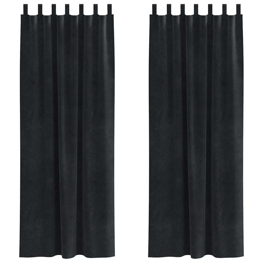 Vorhänge mit Vorhängen 2 pcs Schwarz 140 x 245 cm Samt