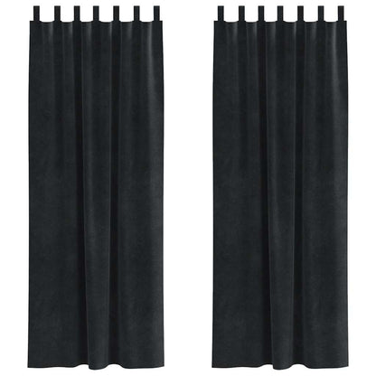 Vorhänge mit Vorhängen 2 pcs Schwarz 140 x 245 cm Samt