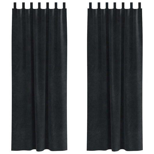 Vorhänge mit Vorhängen 2 pcs Schwarz 140 x 245 cm Samt