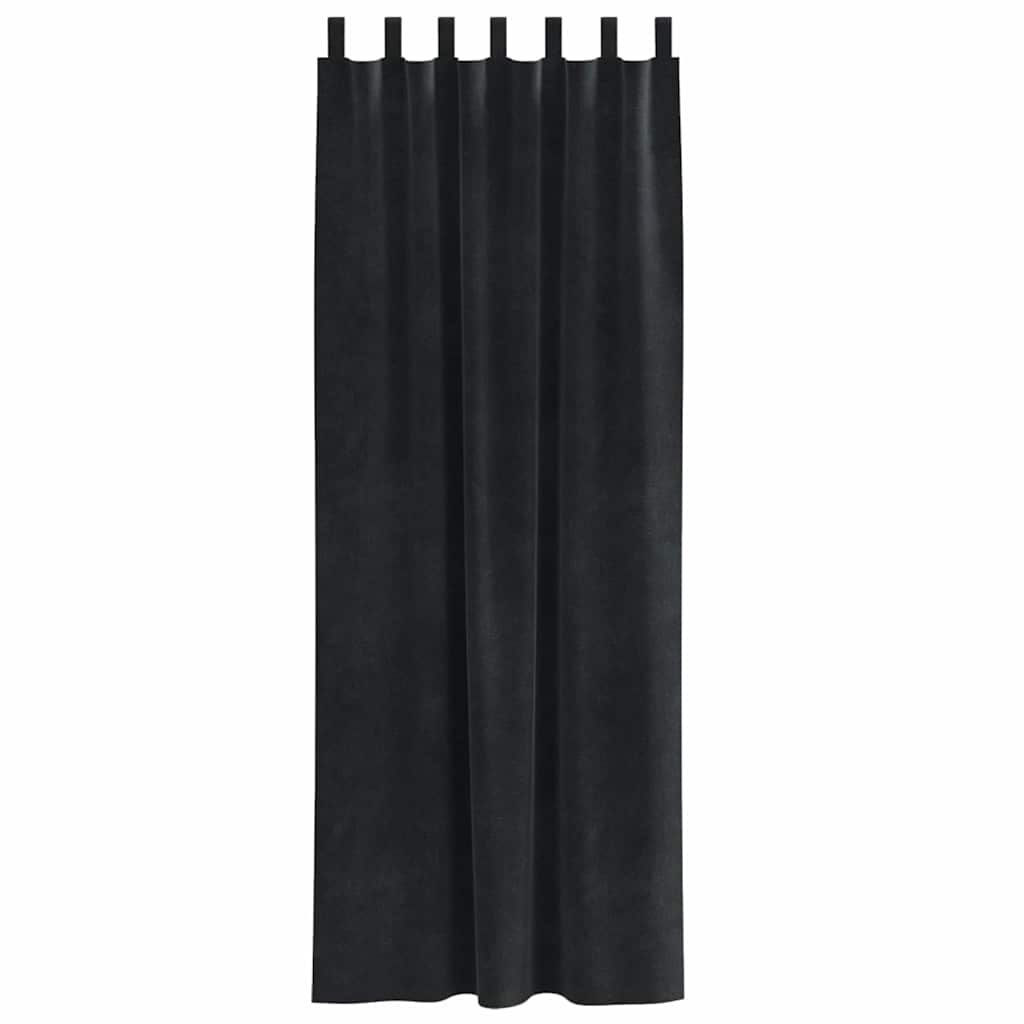 Vorhänge mit Vorhängen 2 pcs Schwarz 140 x 245 cm Samt