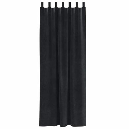 Vorhänge mit Vorhängen 2 pcs Schwarz 140 x 245 cm Samt