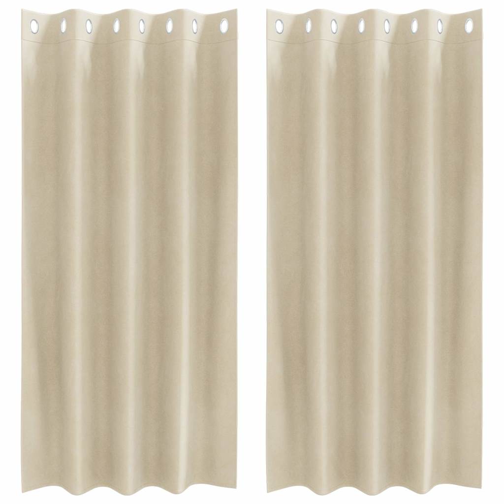 Vorhänge mit Vorhängen 2 pcs Creme 140 x 175 cm Samt