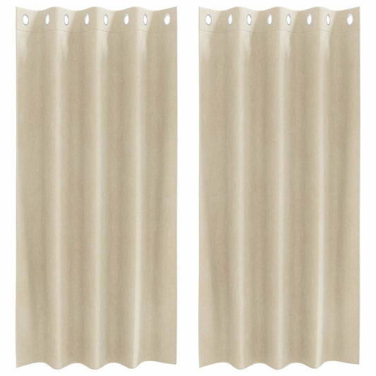 Vorhänge mit Vorhängen 2 pcs Creme 140 x 175 cm Samt