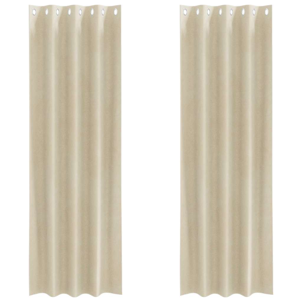 Vorhänge mit Vorhängen 2 pcs Creme 140 x 260 cm Samt
